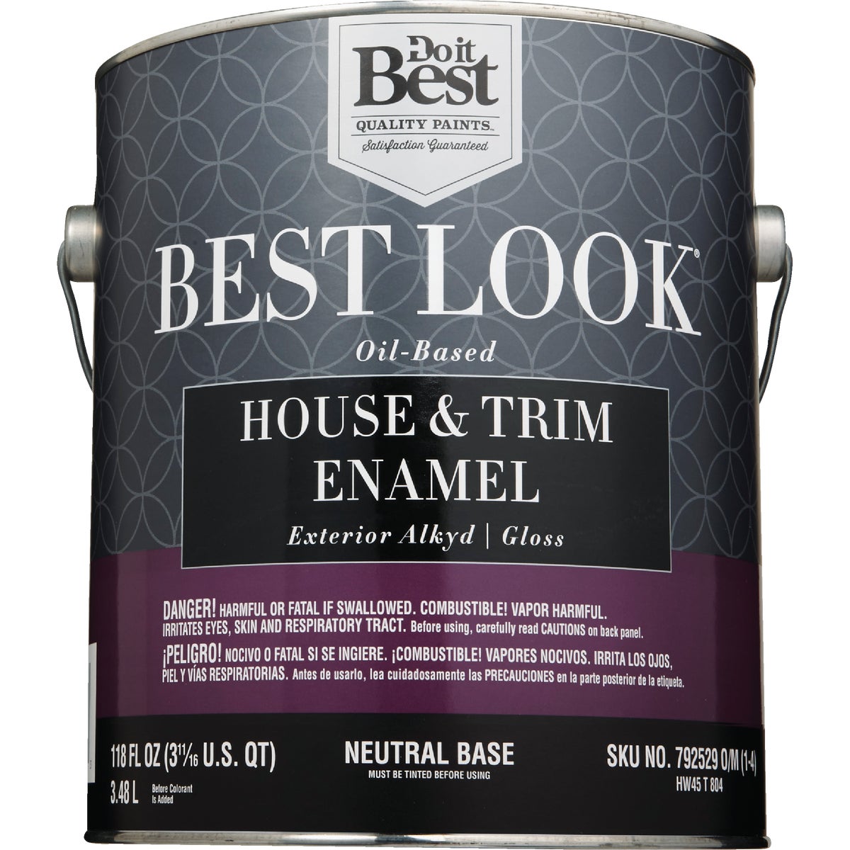 Best Look Oil-Based Alkyd Gloss Exterior House & Trim Enamel Paint, Neutral Base, 1 Gal.