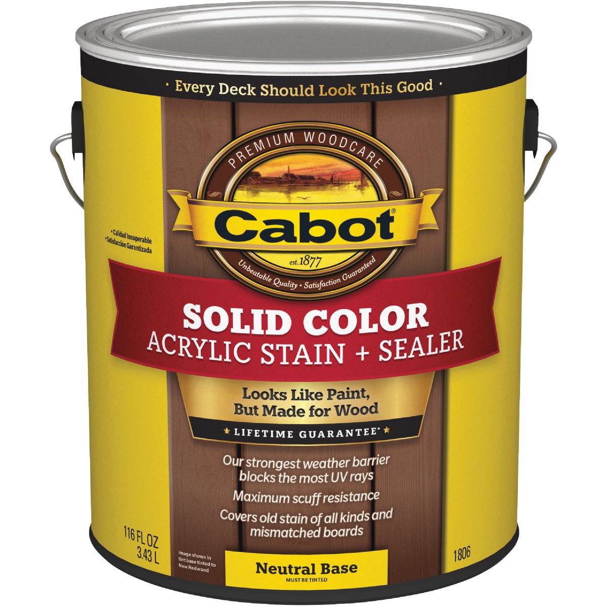 Cabot Solid Color Acrylic Deck Stain, Neutral Base, 1 Gal.