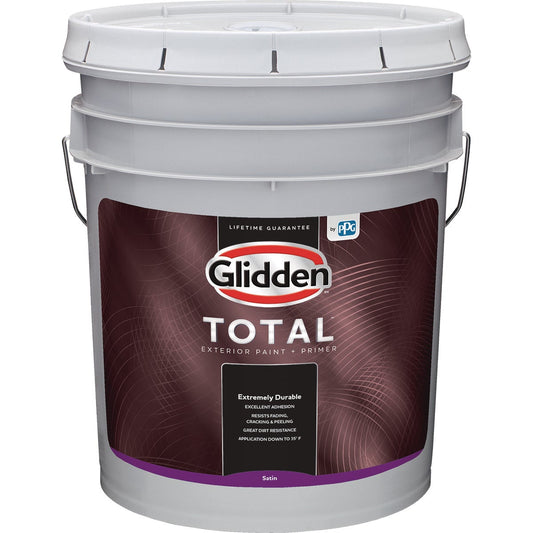 Glidden Total Exterior Paint + Primer Satin White & Pastel Base 5 Gallon