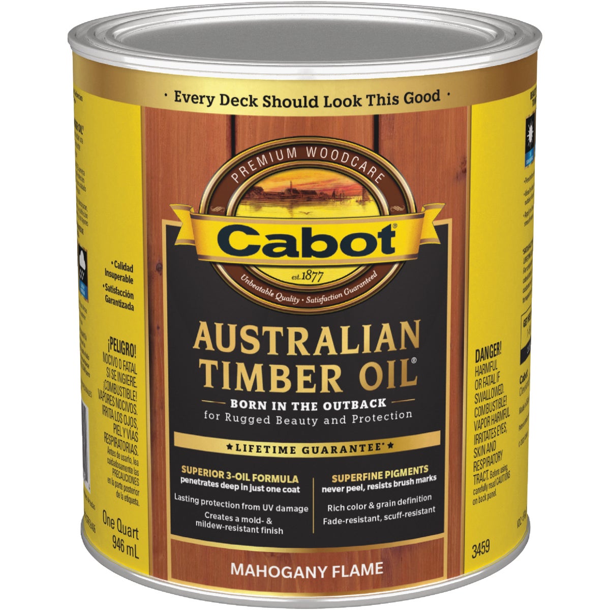 Cabot Australian Timber Oil Translucent Exterior Oil Finish, Mahogany Flame, 1 Qt.