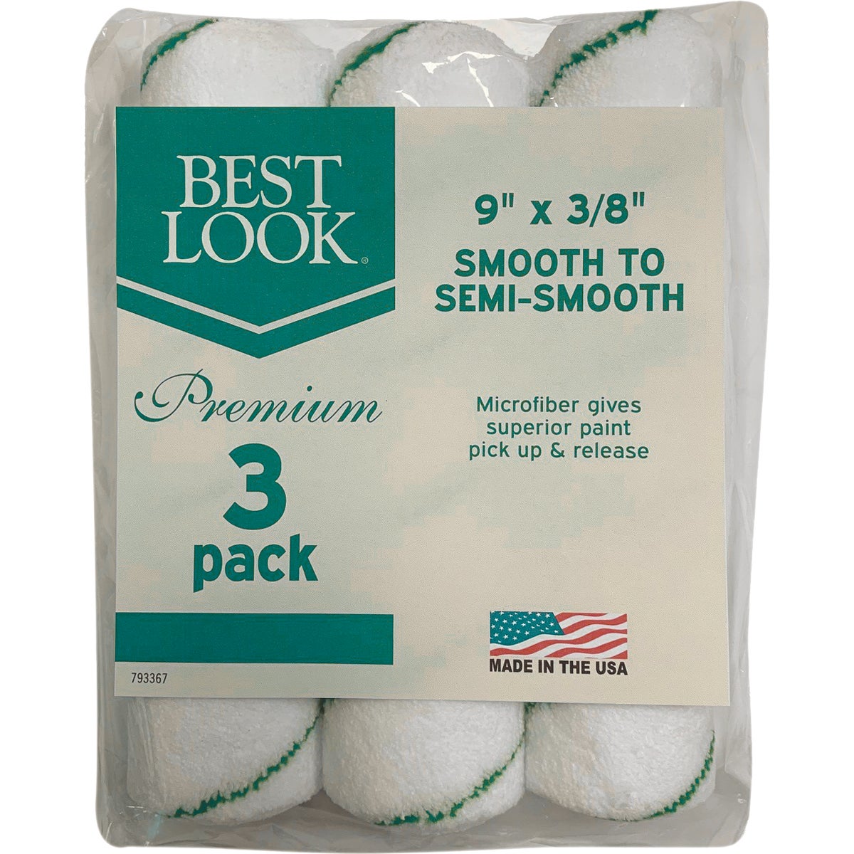 Best Look 9 In. x 3/8 In. Microfiber Roller Cover (3-Pack)