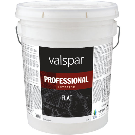 Valspar Professional Latex Flat Interior Wall Paint, High Hide White, 5 Gal.