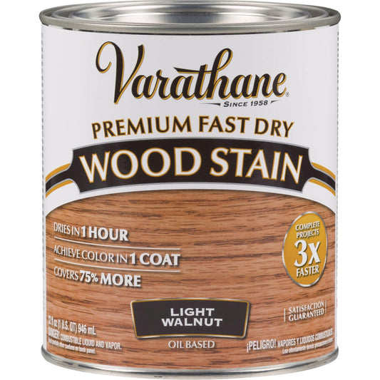 Varathane Fast Dry Light Walnut Urethane Modified Alkyd Interior Wood Stain, 1 Qt.