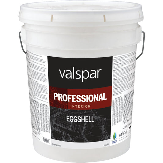 Valspar Professional Latex Eggshell Interior Wall Paint, High Hide White, 5 Gal.