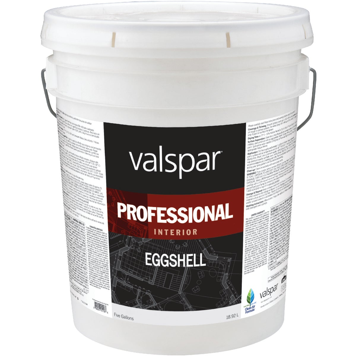 Valspar Professional Latex Eggshell Interior Wall Paint, Light Base, 5 Gal.