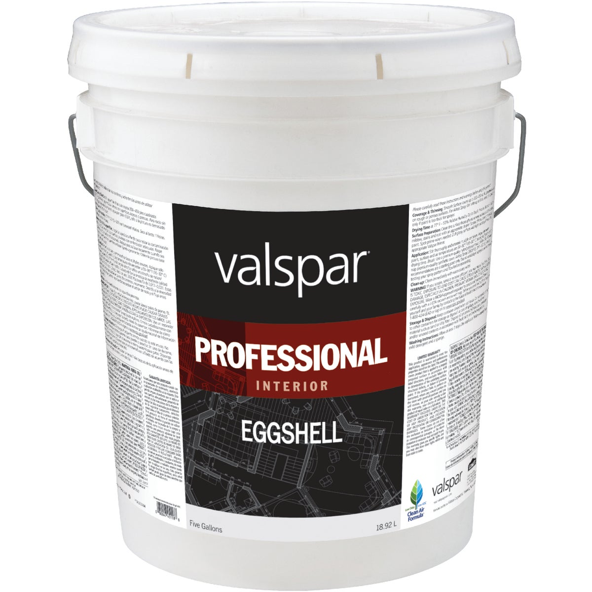 Valspar Professional Latex Eggshell Interior Wall Paint, Medium Base, 5 Gal.