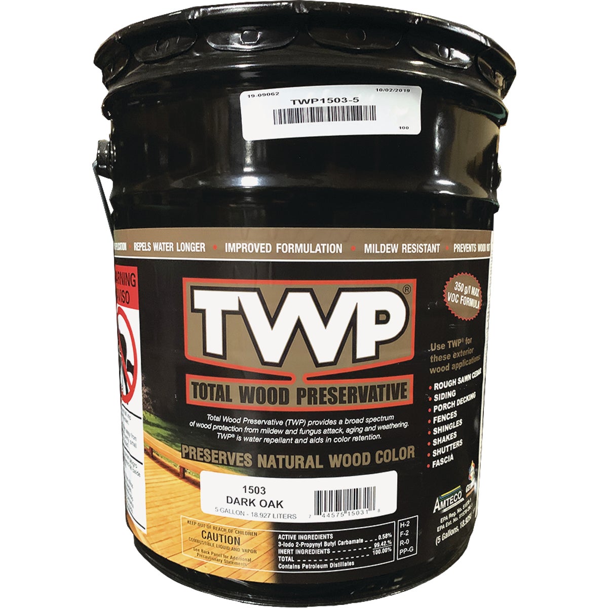 TWP1500 Series Low VOC Wood Preservative Deck Stain, Dark Oak, 5 Gal.