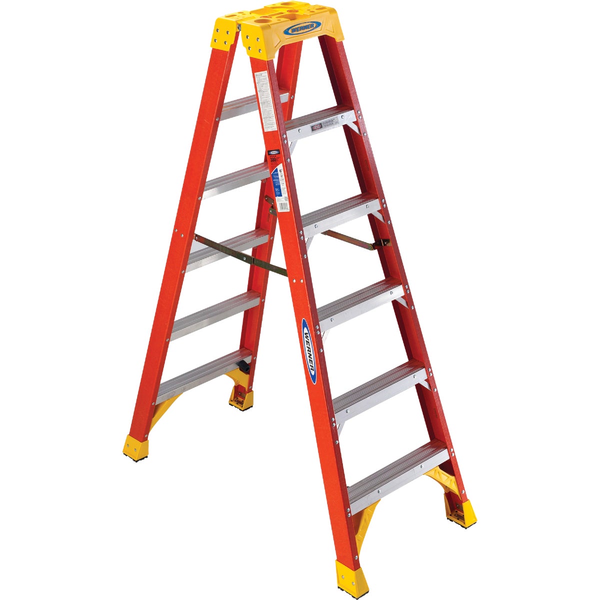 Werner 6 Ft. Fiberglass Twin Step Step Ladder with 300 Lb. Load Capacity Type IA Ladder Rating