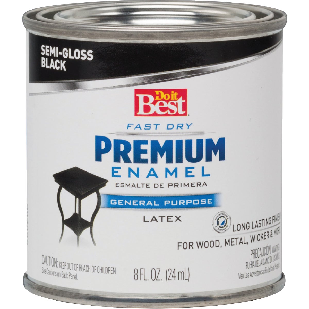 Do it Best Fast Dry Acrylic Latex Semi-Gloss Premium Enamel, Black, 1/2 Pt.