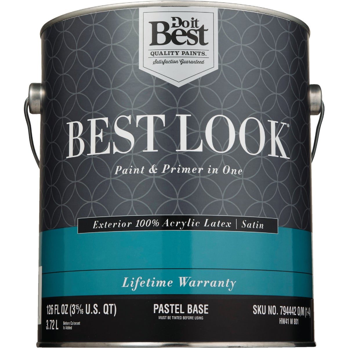 Best Look 100% Acrylic Latex Paint & Primer In One Satin Exterior House Paint, Pastel Base, 1 Gal.