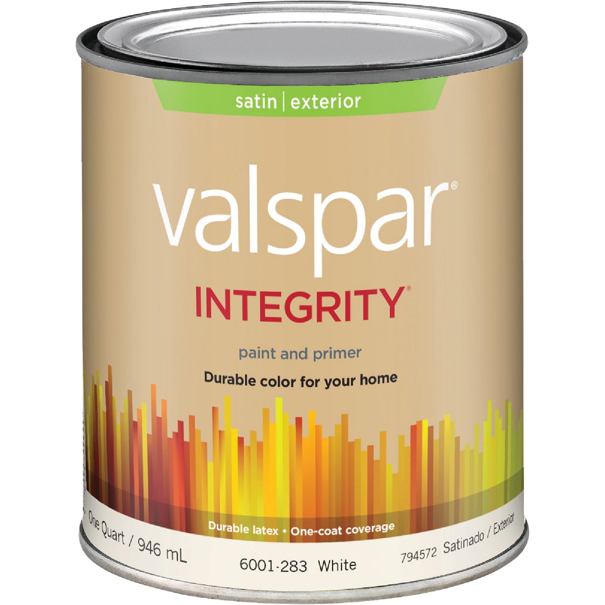 Valspar Integrity Latex Paint And Primer Satin Exterior House Paint, White, 1 Qt.