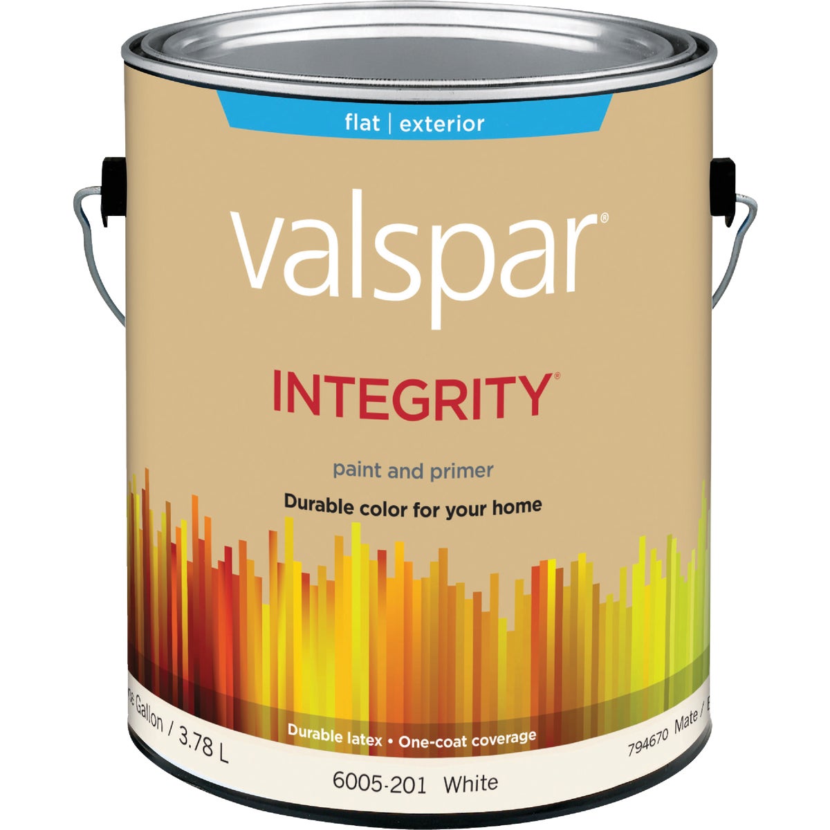 Valspar Integrity Latex Paint And Primer Flat Exterior House Paint, White, 1 Gal.