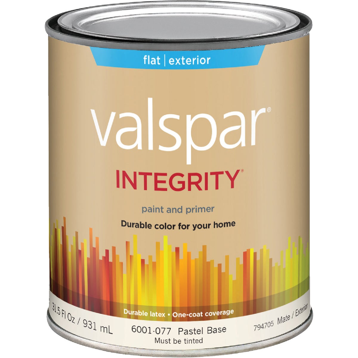 Valspar Integrity Latex Paint And Primer Flat Exterior House Paint, Pastel Base, 1 Qt.