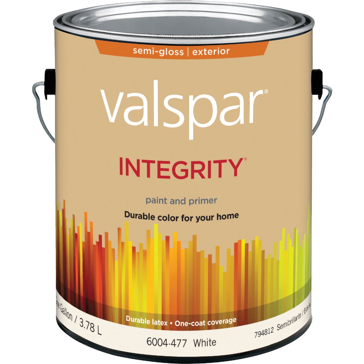 Valspar Integrity Latex Paint And Primer Semi-Gloss Exterior House Paint, White, 1 Gal.