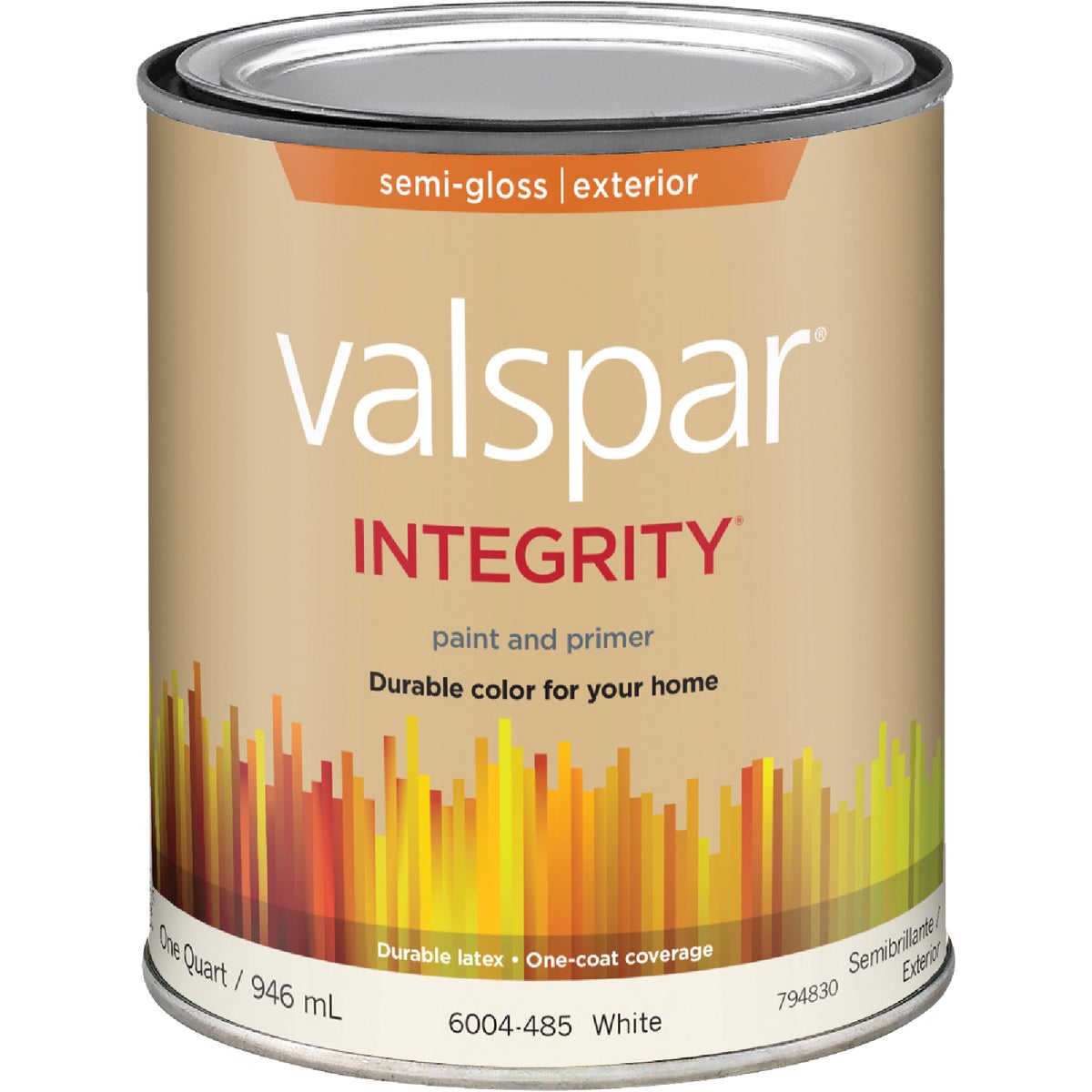 Valspar Integrity Latex Paint And Primer Semi-Gloss Exterior House Paint, White, 1 Qt.