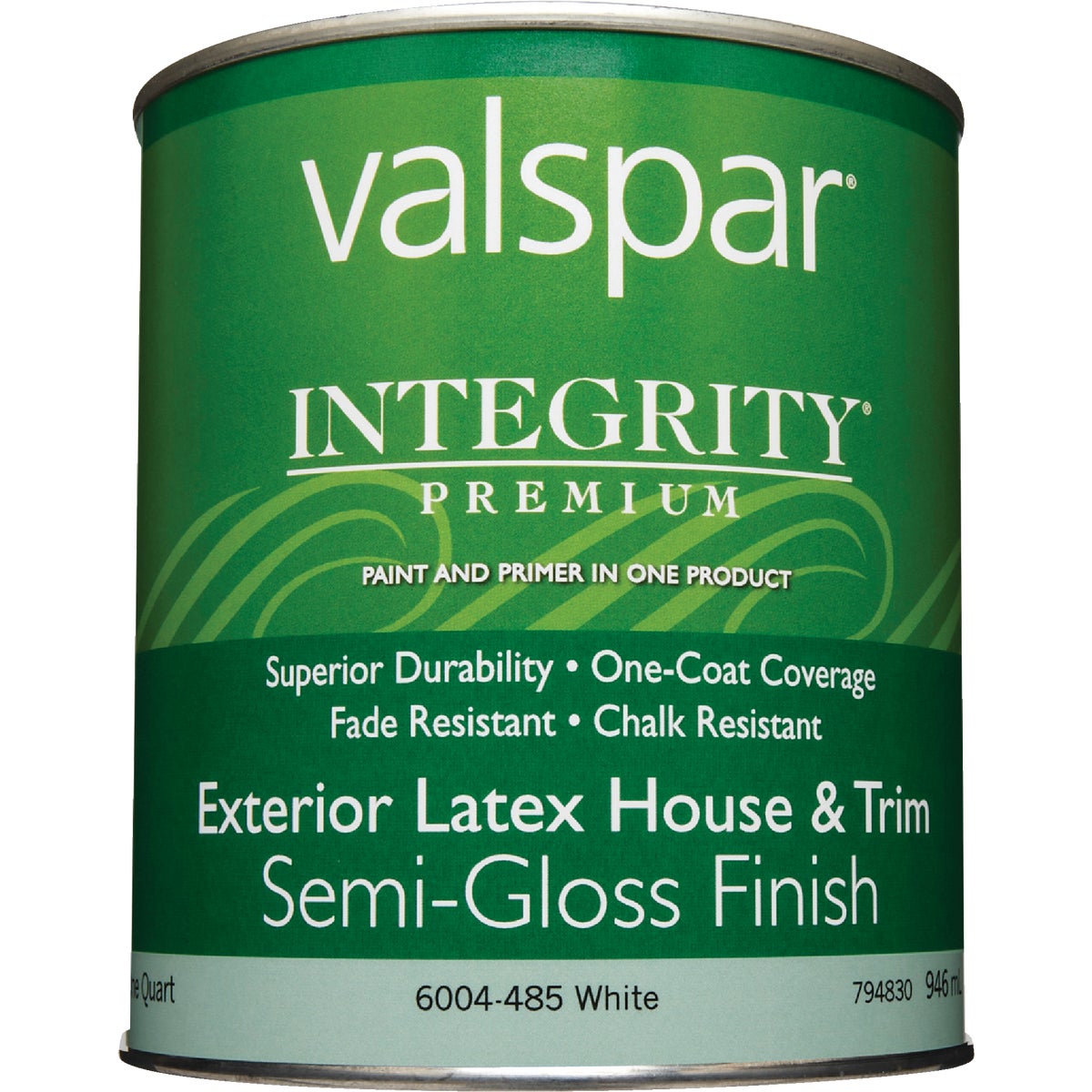 Valspar Integrity Latex Paint And Primer Semi-Gloss Exterior House Paint, White, 1 Qt.