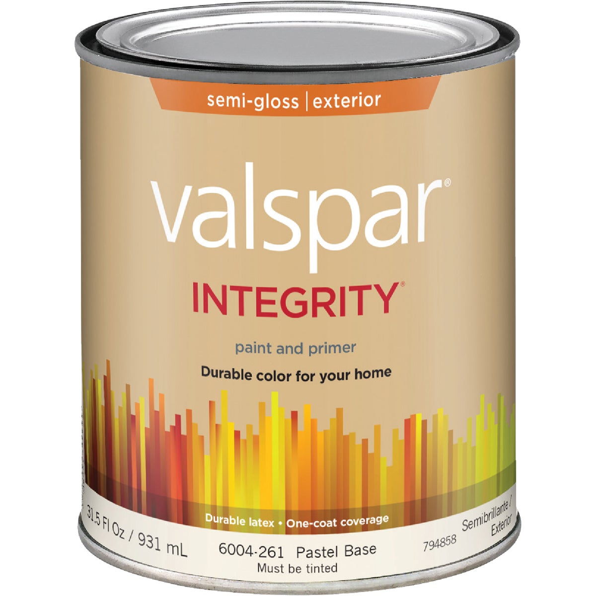 Valspar Integrity Latex Paint And Primer Semi-Gloss Exterior House Paint, Pastel Base, 1 Qt.