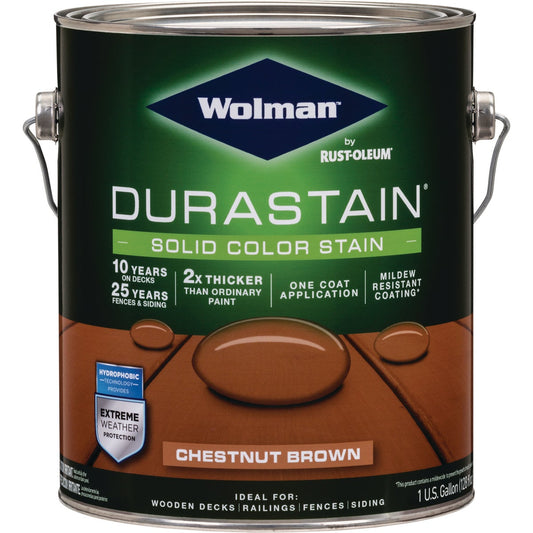 Wolman DuraStain One Coat Solid Color Exterior Stain, Chestnut Brown 1 Gal.