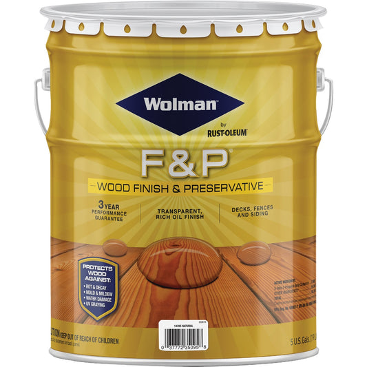 Wolman F&P Transparent Wood Finish And Preservative, Natural, 5 Gal.