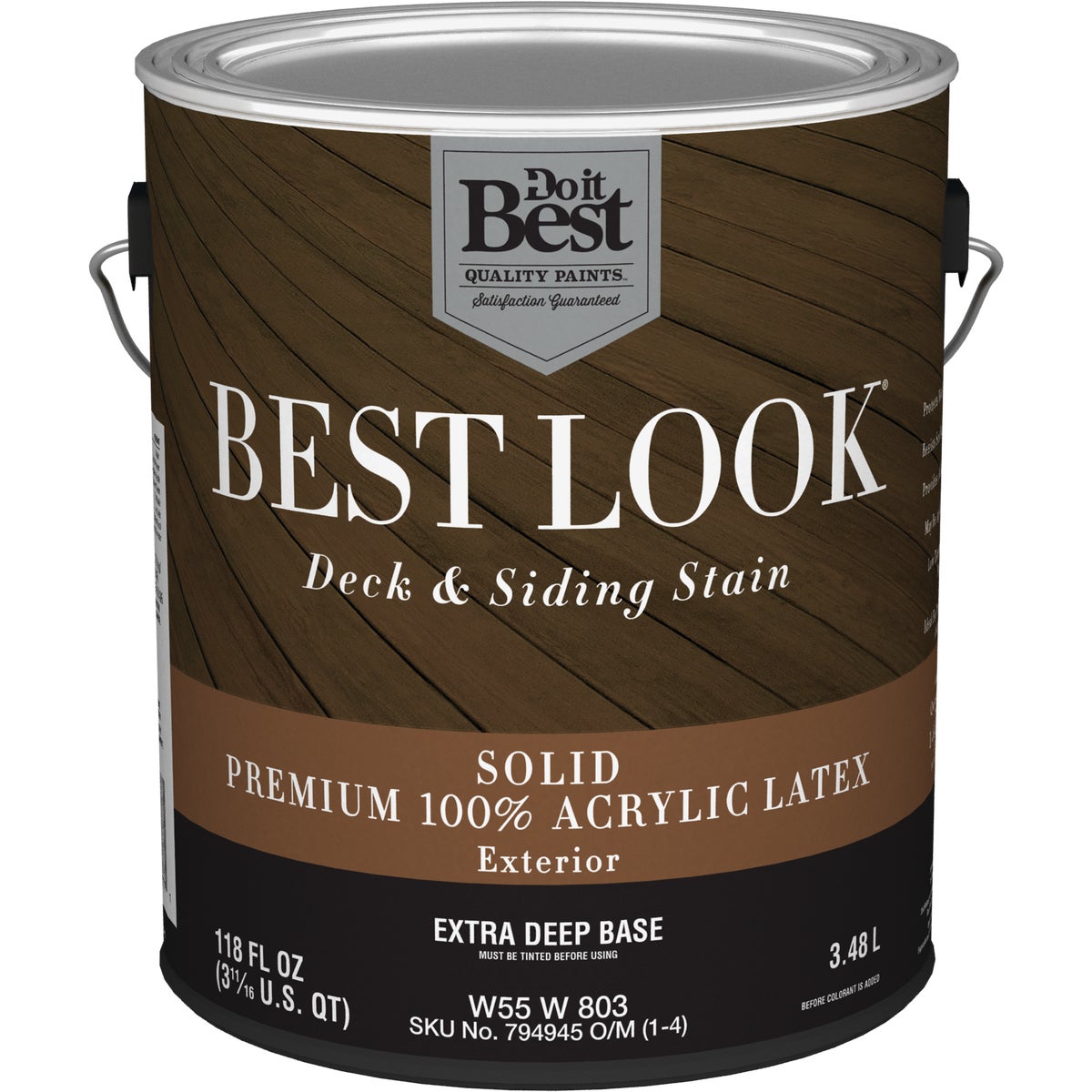 Best Look Solid Deck & Siding Exterior Stain, Extra Deep Base, 1 Gal.