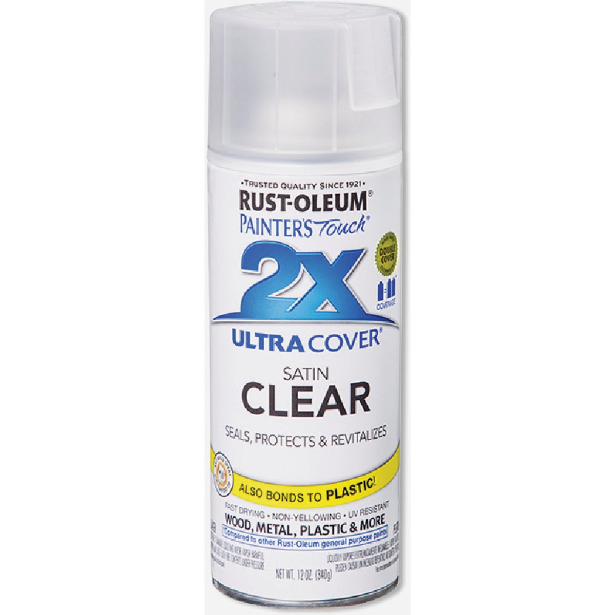 Rust-Oleum Painter's Touch 2X Ultra Cover Clear 12 Oz. Satin Finish Spray Paint, Clear