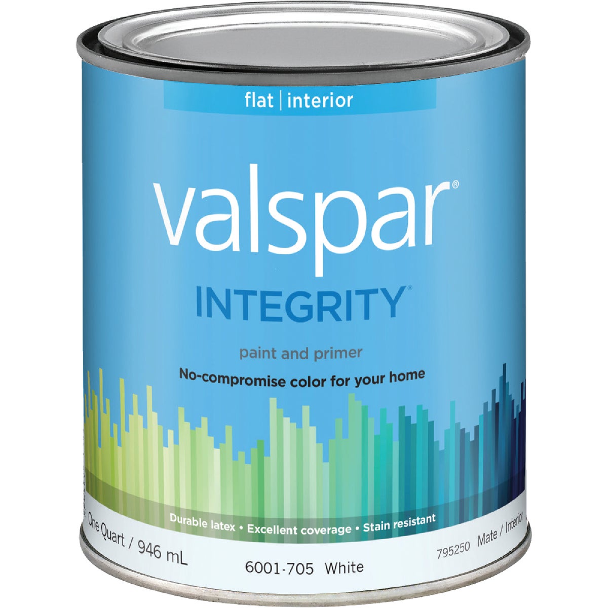 Valspar Integrity Latex Paint And Primer Flat Interior Wall Paint, White, 1 Qt.