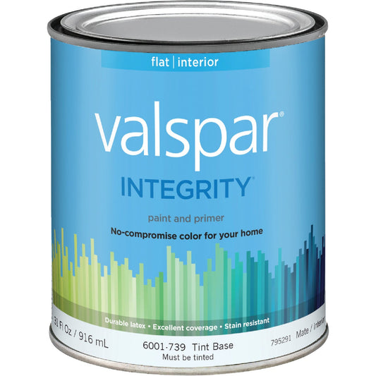 Valspar Integrity Latex Paint And Primer Flat Interior Wall Paint, Tint Base, 1 Qt.