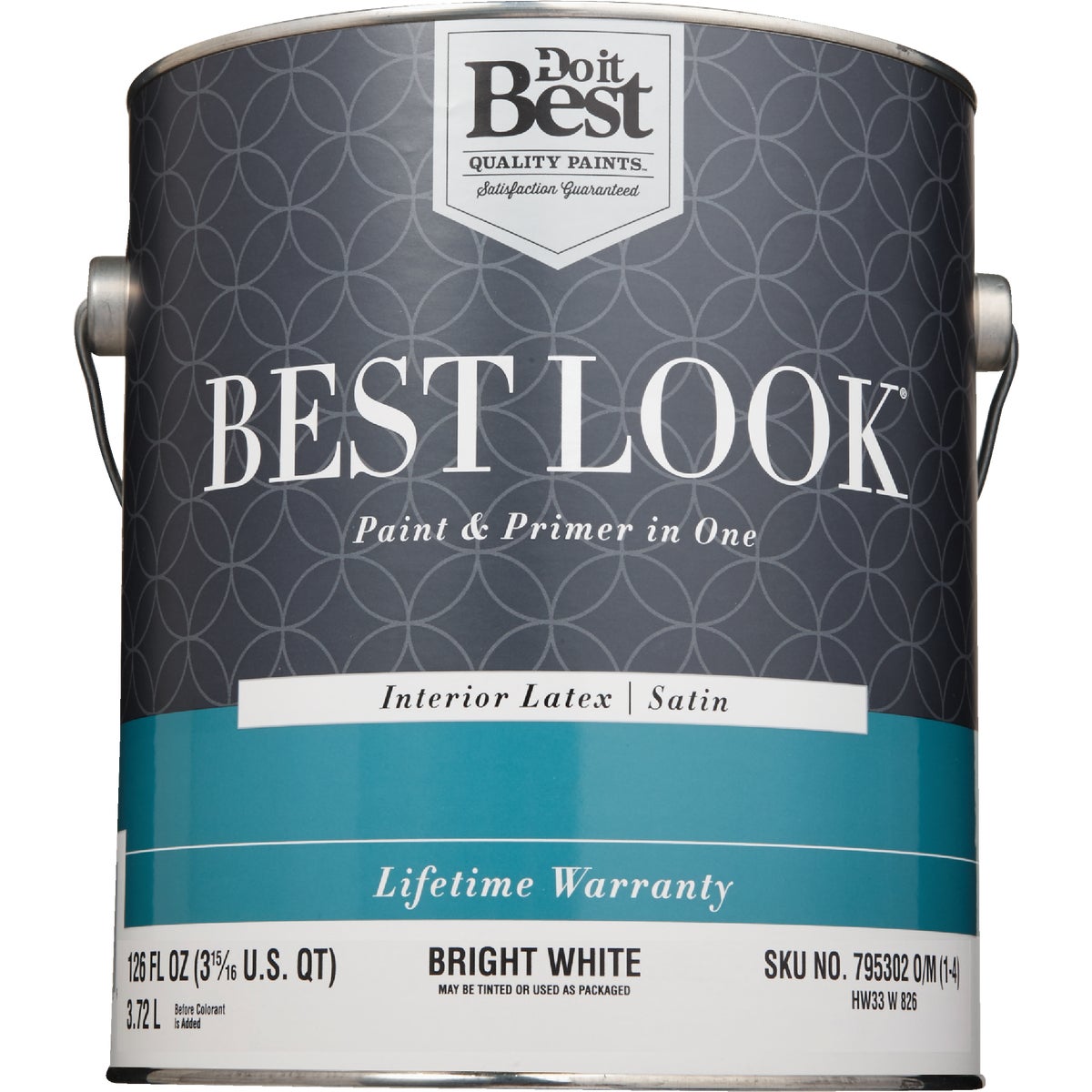 Best Look Latex Paint & Primer In One Satin Interior Wall Paint, Bright White, 1 Gal.