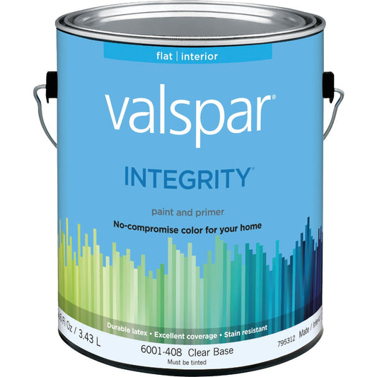 Valspar Integrity Latex Paint And Primer Flat Interior Wall Paint, Clear Base, 1 Gal.