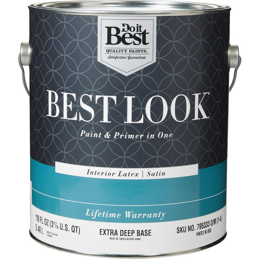 Best Look Latex Paint & Primer In One Satin Interior Wall Paint, Extra Deep Base, 1 Gal.