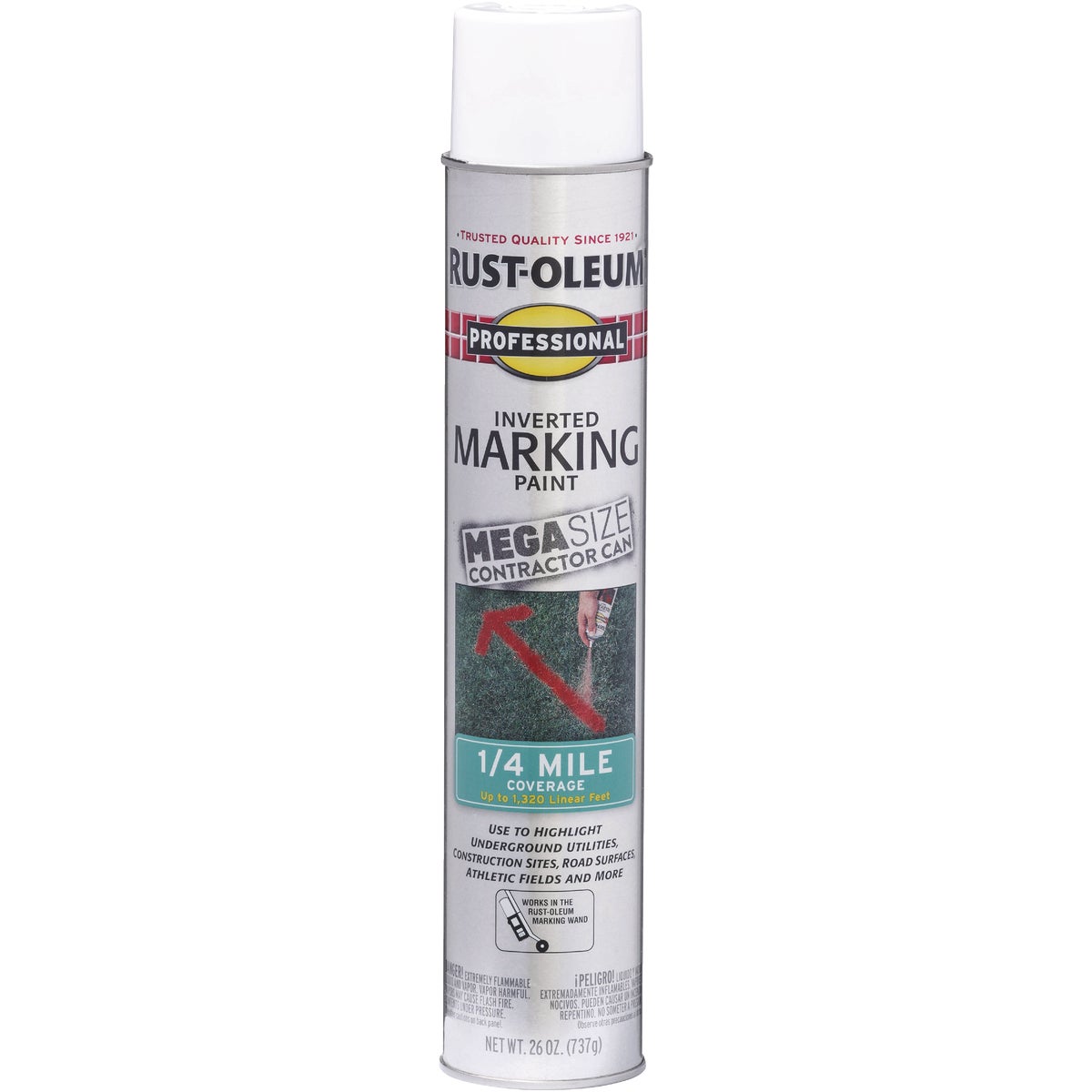 Rust-Oleum Professional 26 Oz. Mega White Inverted Marking Spray Paint