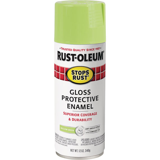 Rust-Oleum Stops Rust 12 Oz. Gloss Willow Green Spray Paint Protective Enamel