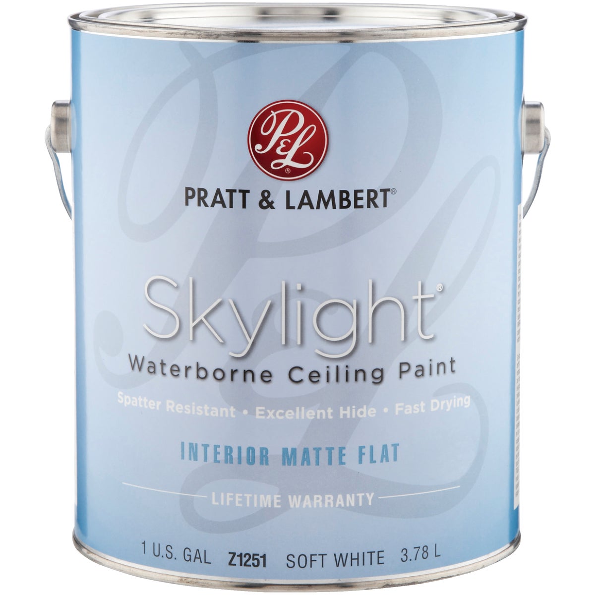 Pratt & Lambert Skylight Latex Matte Flat Ceiling Paint, Soft White, 1 Gal.