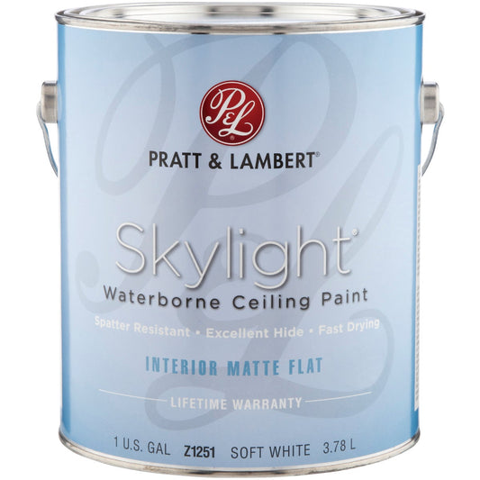 Pratt & Lambert Skylight Latex Matte Flat Ceiling Paint, Soft White, 1 Gal.