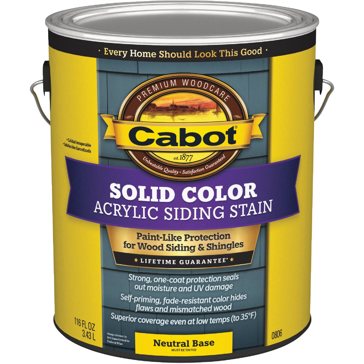 Cabot Solid Color Acrylic Siding Exterior Stain, Neutral Base, 1 Gal.