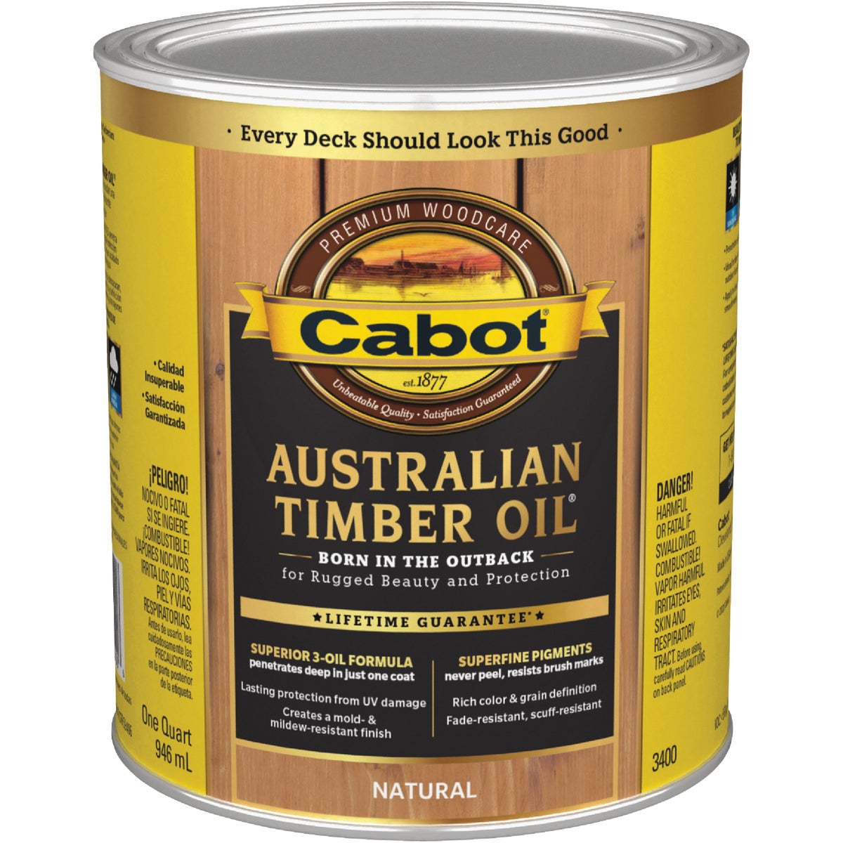 Cabot Australian Timber Oil Translucent Exterior Oil Finish, Natural, 1 Qt.