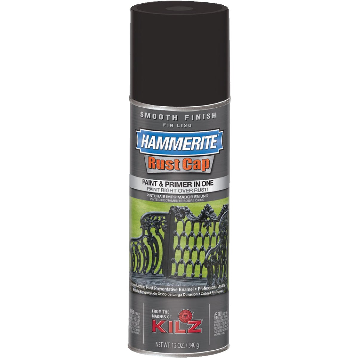 Hammerite Rust Cap Flat Black 12 Oz. Anti-Rust Spray Paint