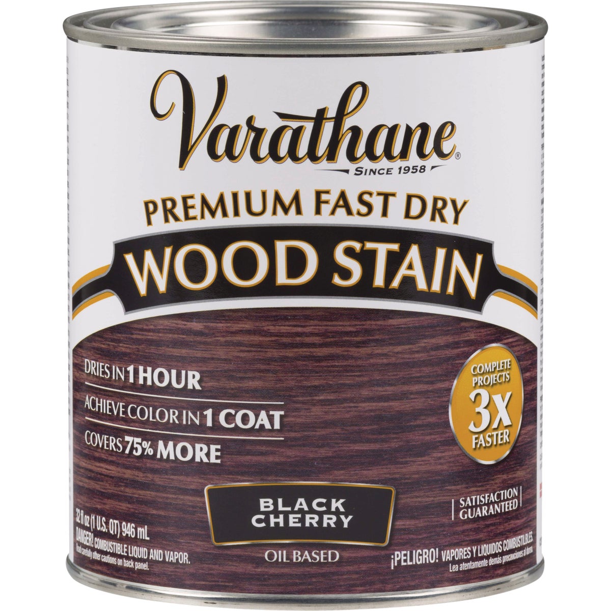 Varathane Fast Dry Black Cherry Urethane Modified Alkyd Interior Wood Stain, 1 Qt.