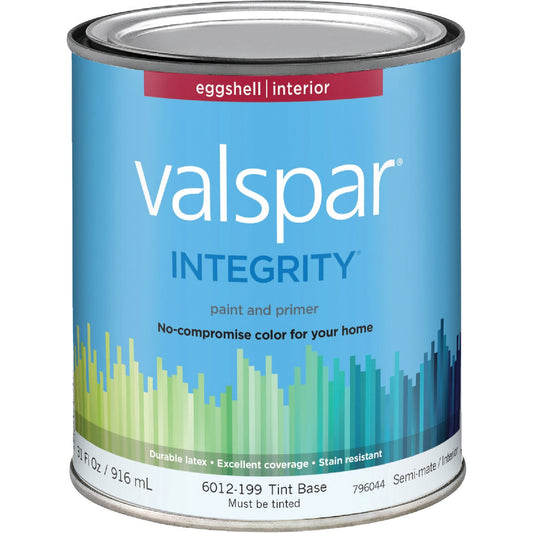 Valspar Integrity Latex Paint And Primer Eggshell Interior Wall Paint, Tint Base, 1 Qt.