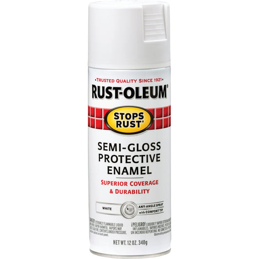 Rust-Oleum Stops Rust Semi-Gloss White 12 Oz. Anti-Rust Spray Paint