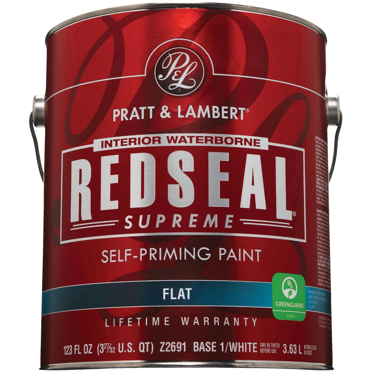 Pratt & Lambert Redseal Supreme Latex Flat Interior Wall Paint, Base 1 White, 1 Gal.