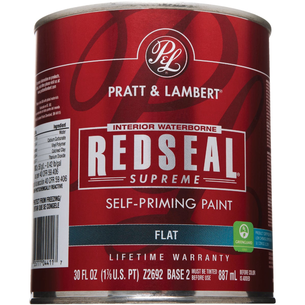 Pratt & Lambert Redseal Supreme Latex Flat Interior Wall Paint, Base 2, 1 Qt.