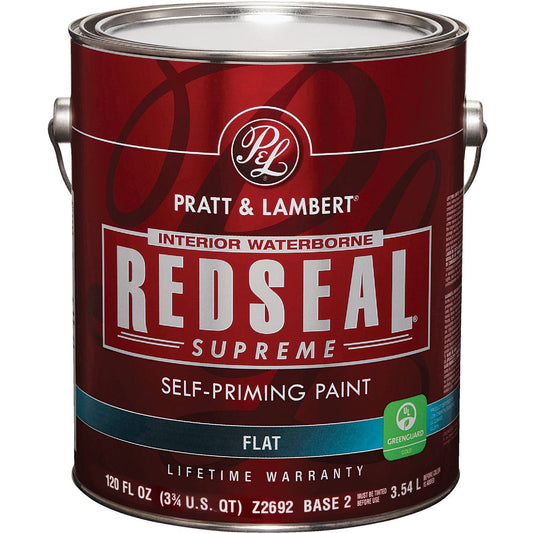 Pratt & Lambert Redseal Supreme Latex Flat Interior Wall Paint, Base 2, 1 Gal.