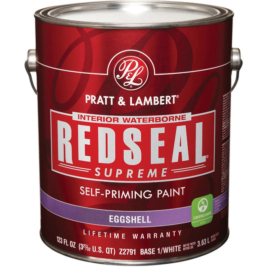 Pratt & Lambert Redseal Supreme Latex Eggshell Interior Wall Paint, Base 1 White, 1 Gal.