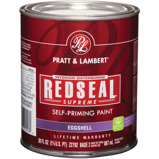 Pratt & Lambert Redseal Supreme Latex Eggshell Interior Wall Paint, Base 2, 1 Qt.