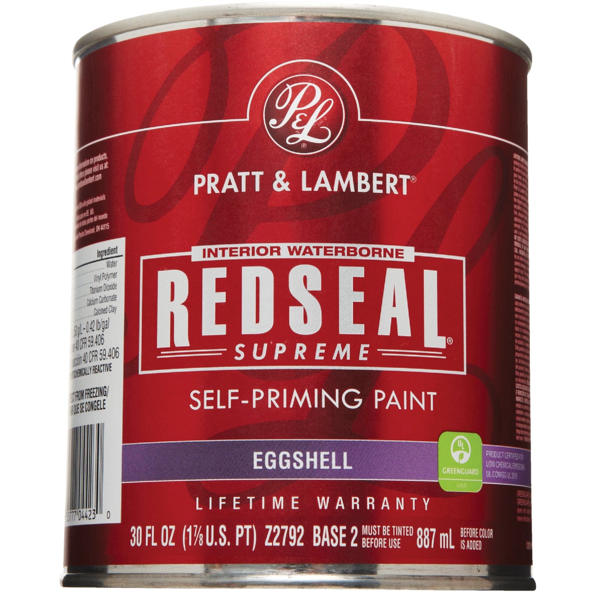 Pratt & Lambert Redseal Supreme Latex Eggshell Interior Wall Paint, Base 2, 1 Qt.