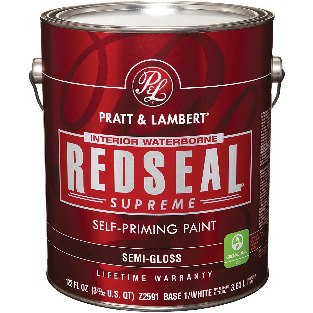 Pratt & Lambert Redseal Supreme Latex Semi-Gloss Interior Wall Paint, Base 1 White, 1 Gal.