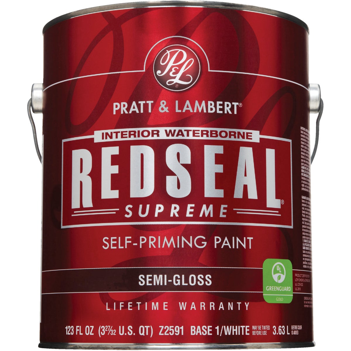 Pratt & Lambert Redseal Supreme Latex Semi-Gloss Interior Wall Paint, Base 1 White, 1 Gal.