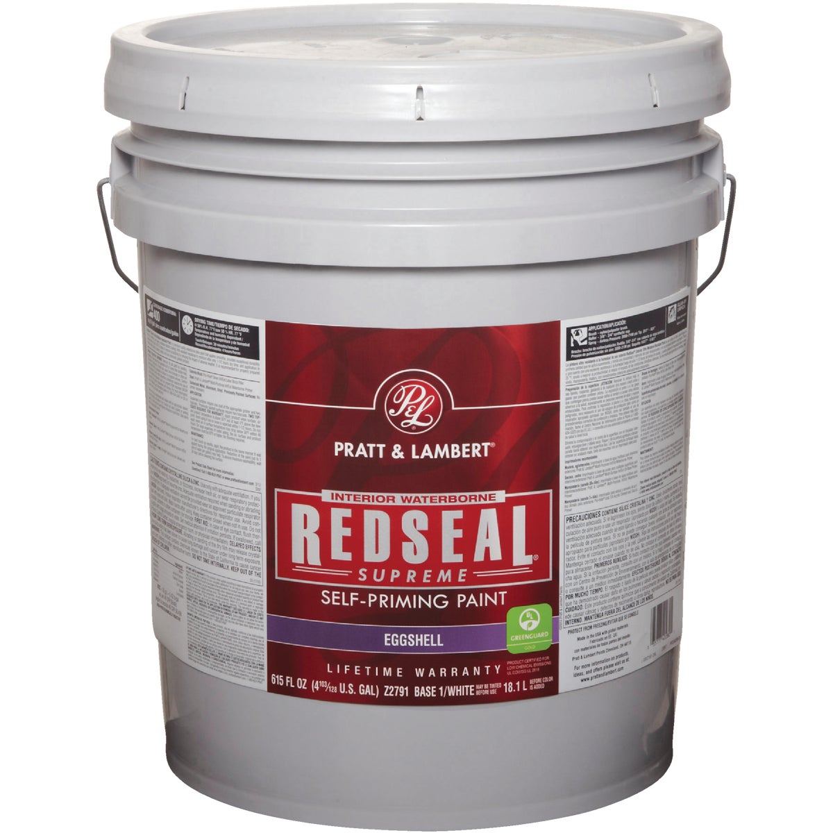 Pratt & Lambert Redseal Supreme Latex Eggshell Interior Wall Paint, Base 1 White, 5 Gal.