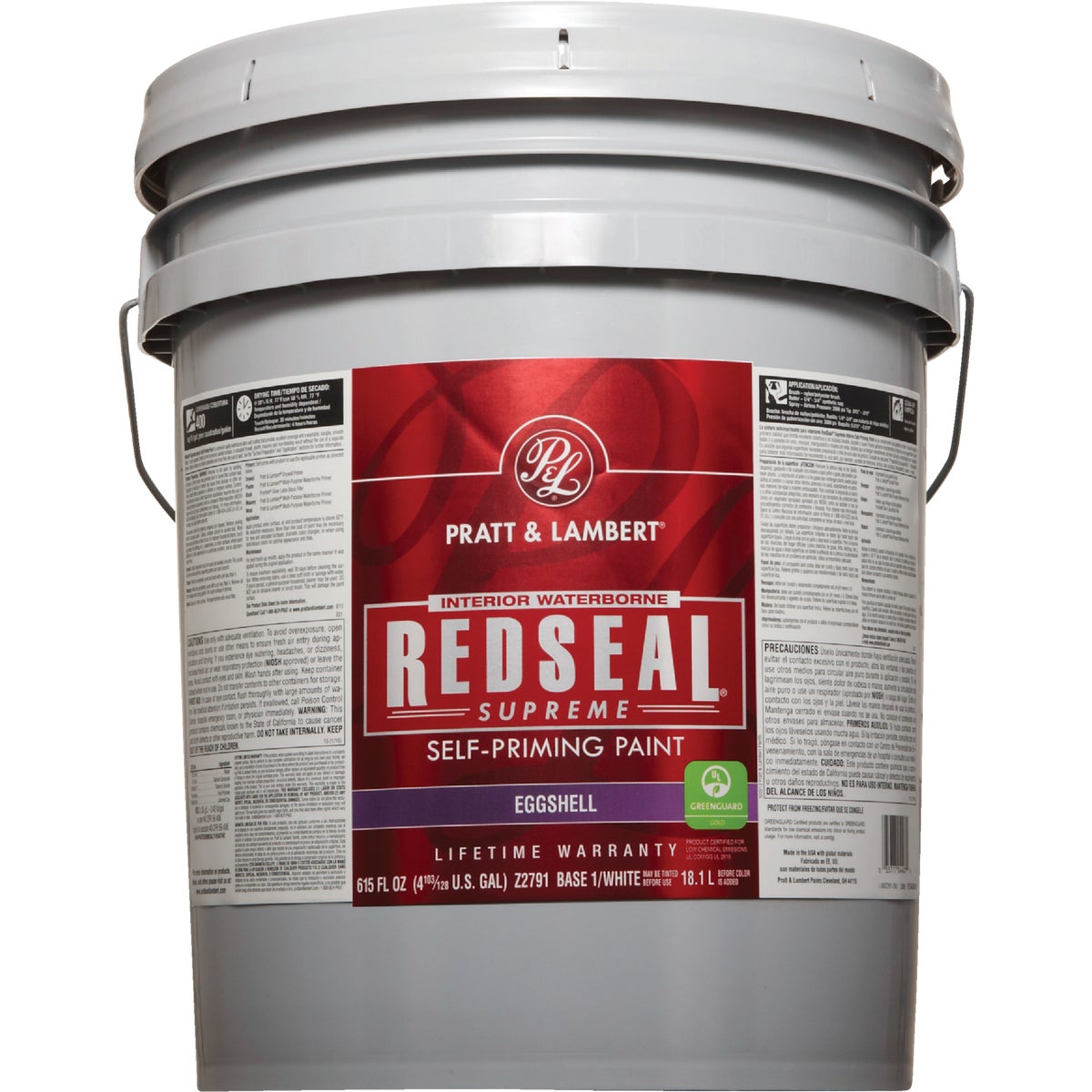 Pratt & Lambert Redseal Supreme Latex Eggshell Interior Wall Paint, Base 1 White, 5 Gal.